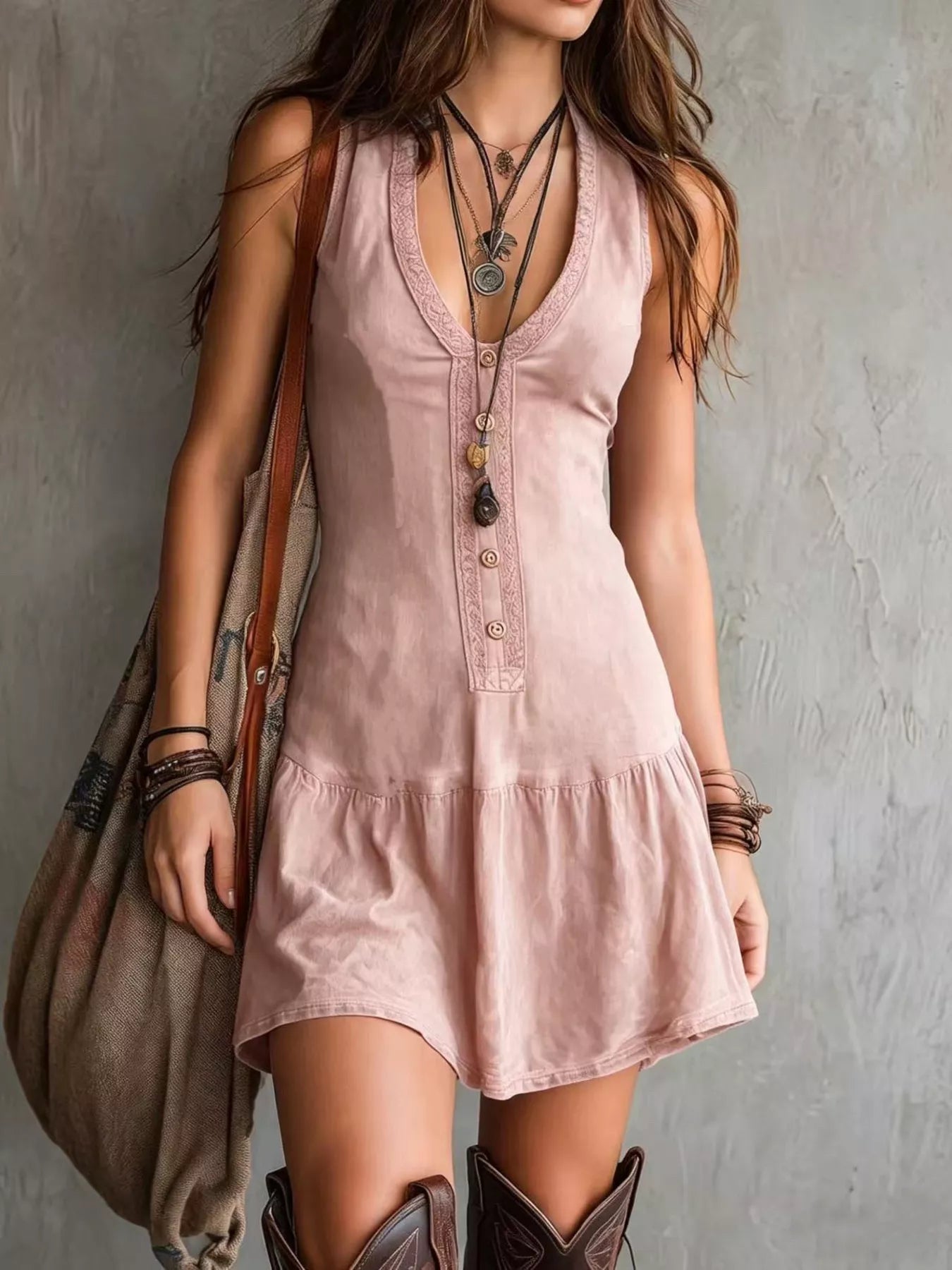 Trendsi Full Size Sleeveless V-Neck Mini Dress Plus Size -
