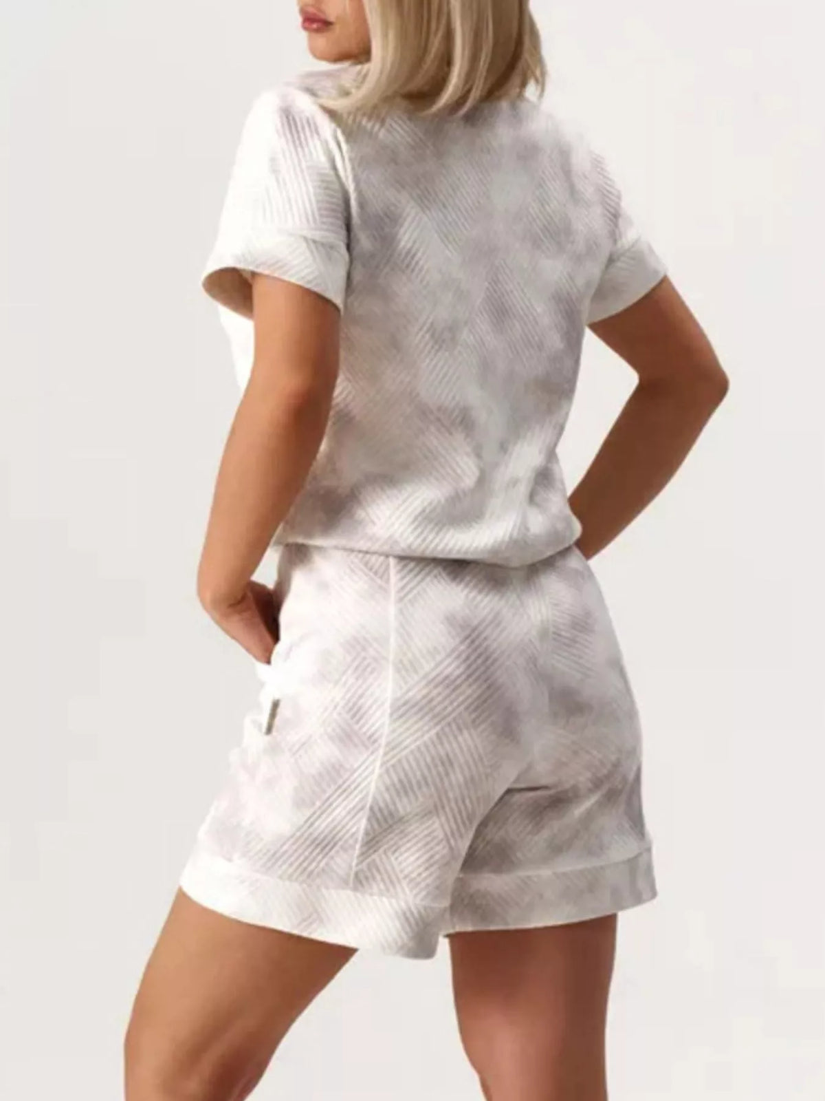 Trendsi Half Zip Short Sleeve Top and Shorts Set -