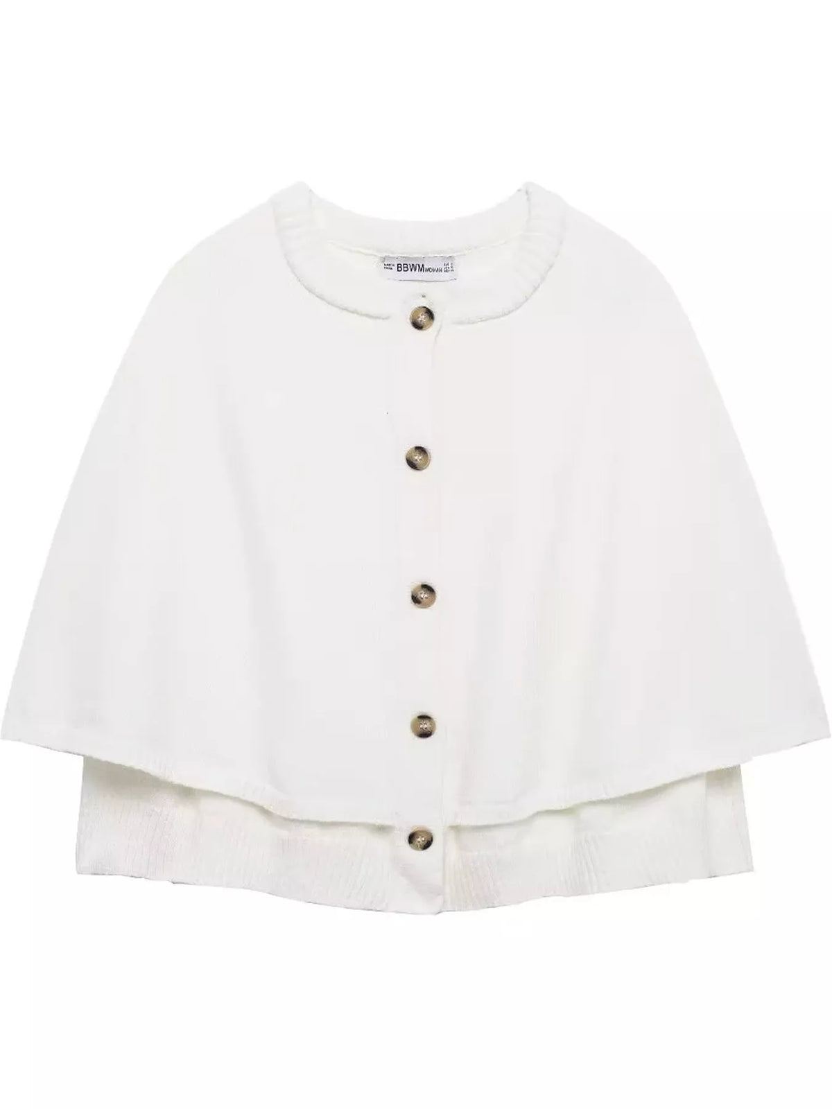 Button-Front Knit Cape Cardigan — garment front