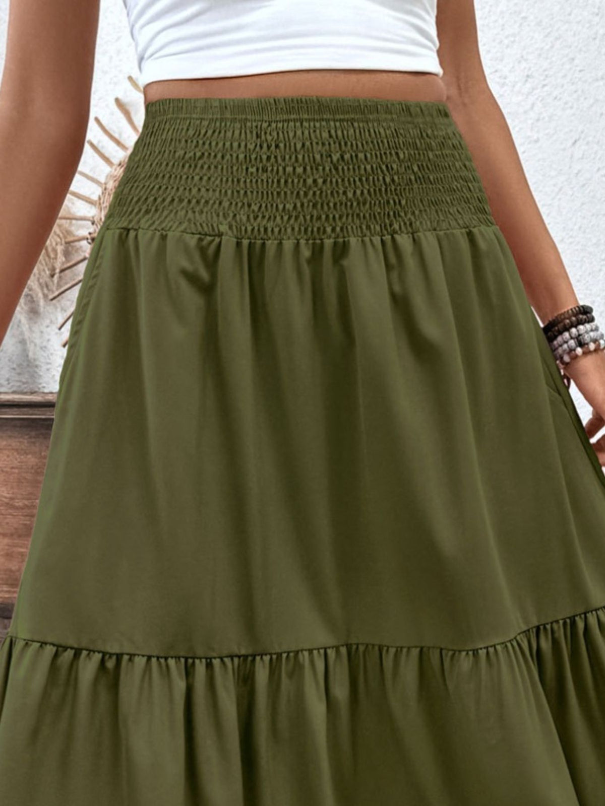 Trendsi Smocked Waist Tiered Skirt -