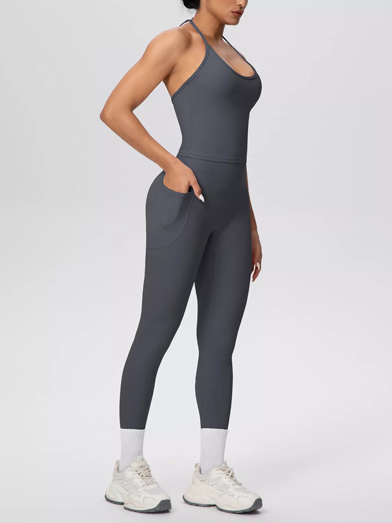 Trendsi Halter Neck Cami and High-Waisted Leggings Active Set -