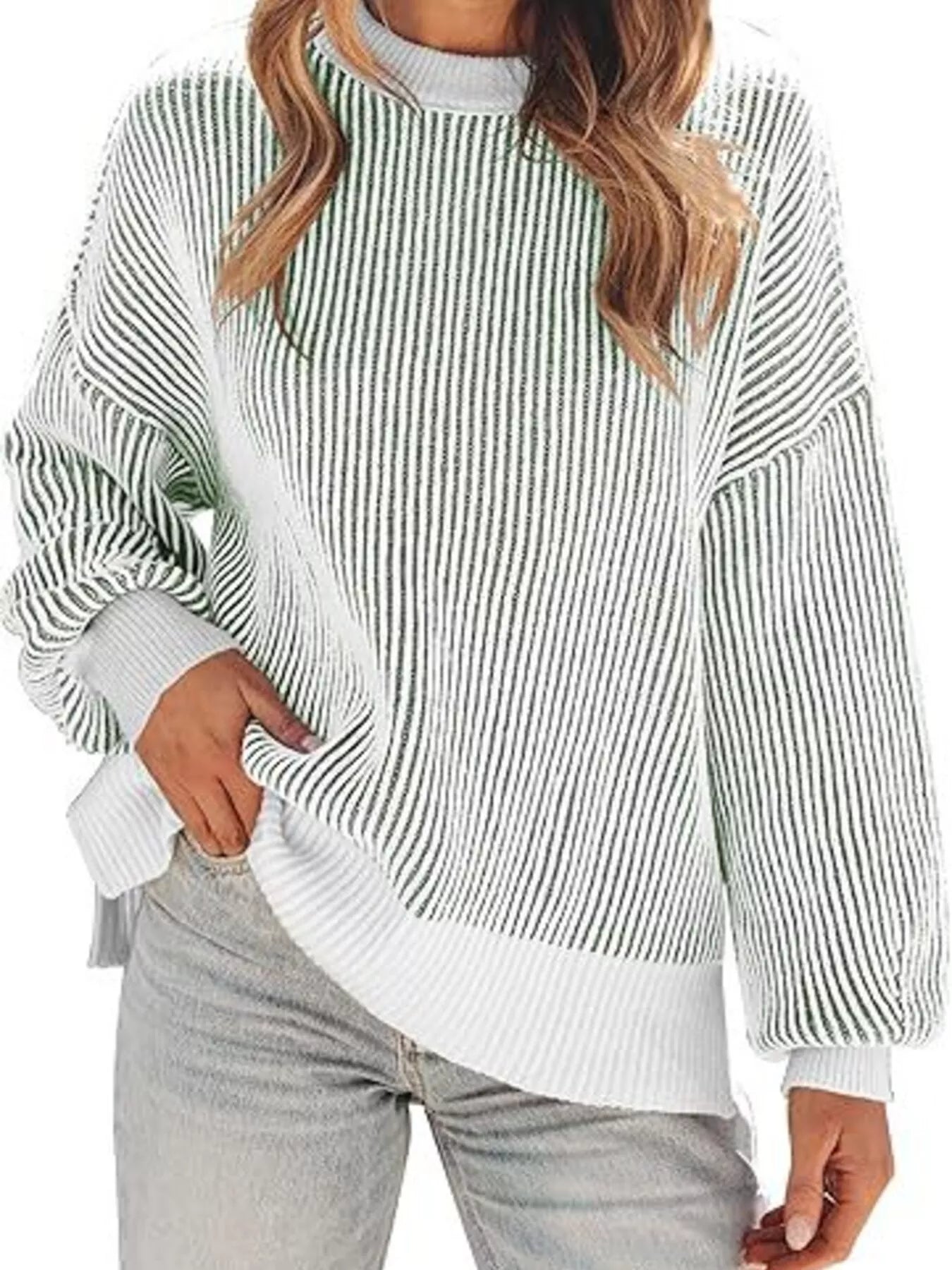 Trendsi Stripe Dropped Shoulder Sweater -