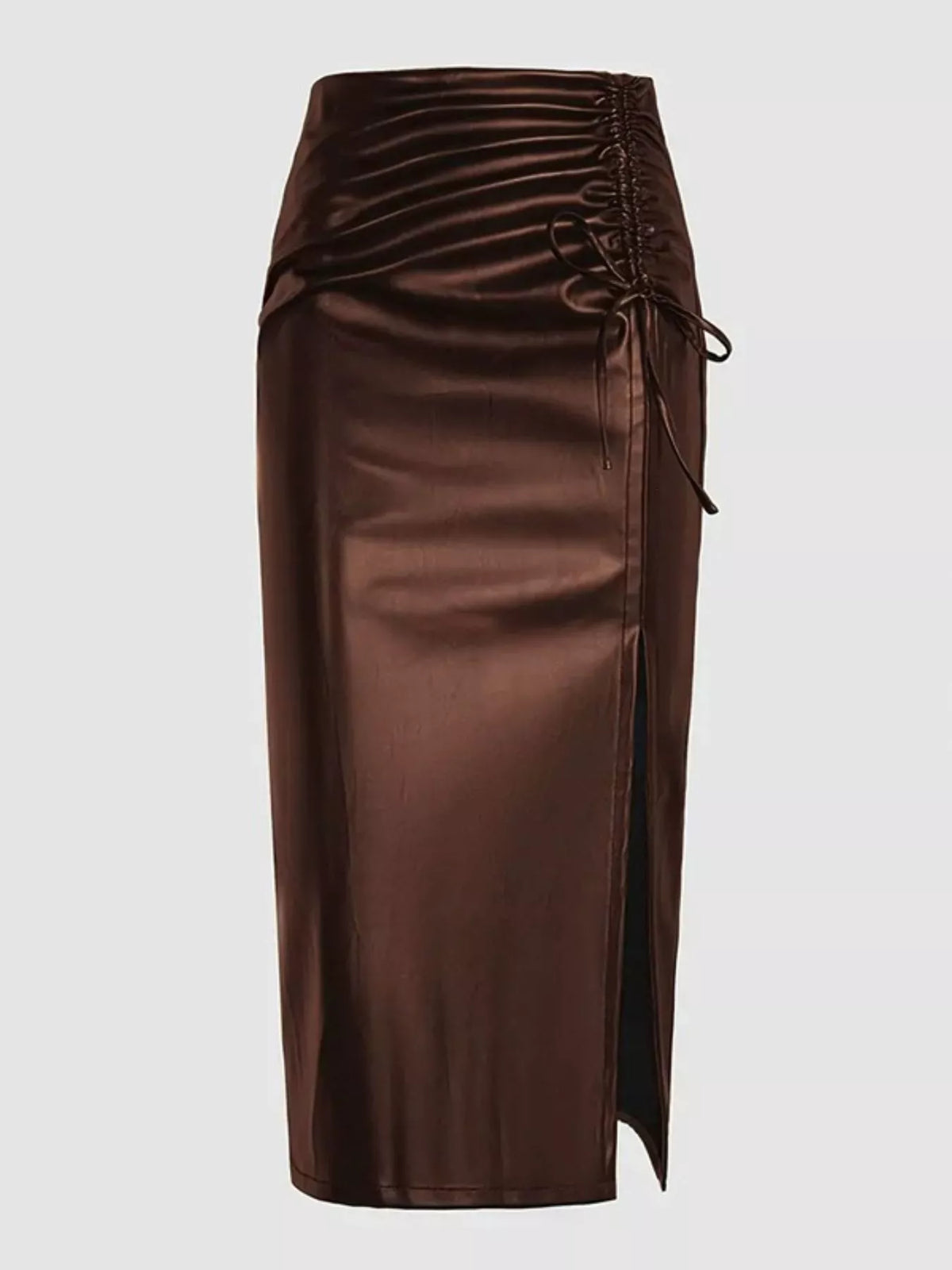 Trendsi Ruched Slit Midi Skirt -
