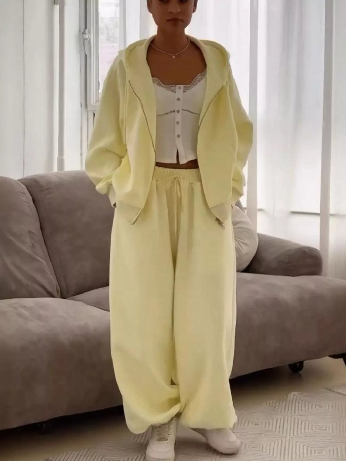 Trendsi Oversized Zip-Up Hoodie and Joggers Set -