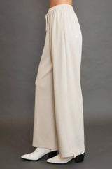 Trendsi Umgee Elastic Drawstring Waistband Wide Leg Pants -