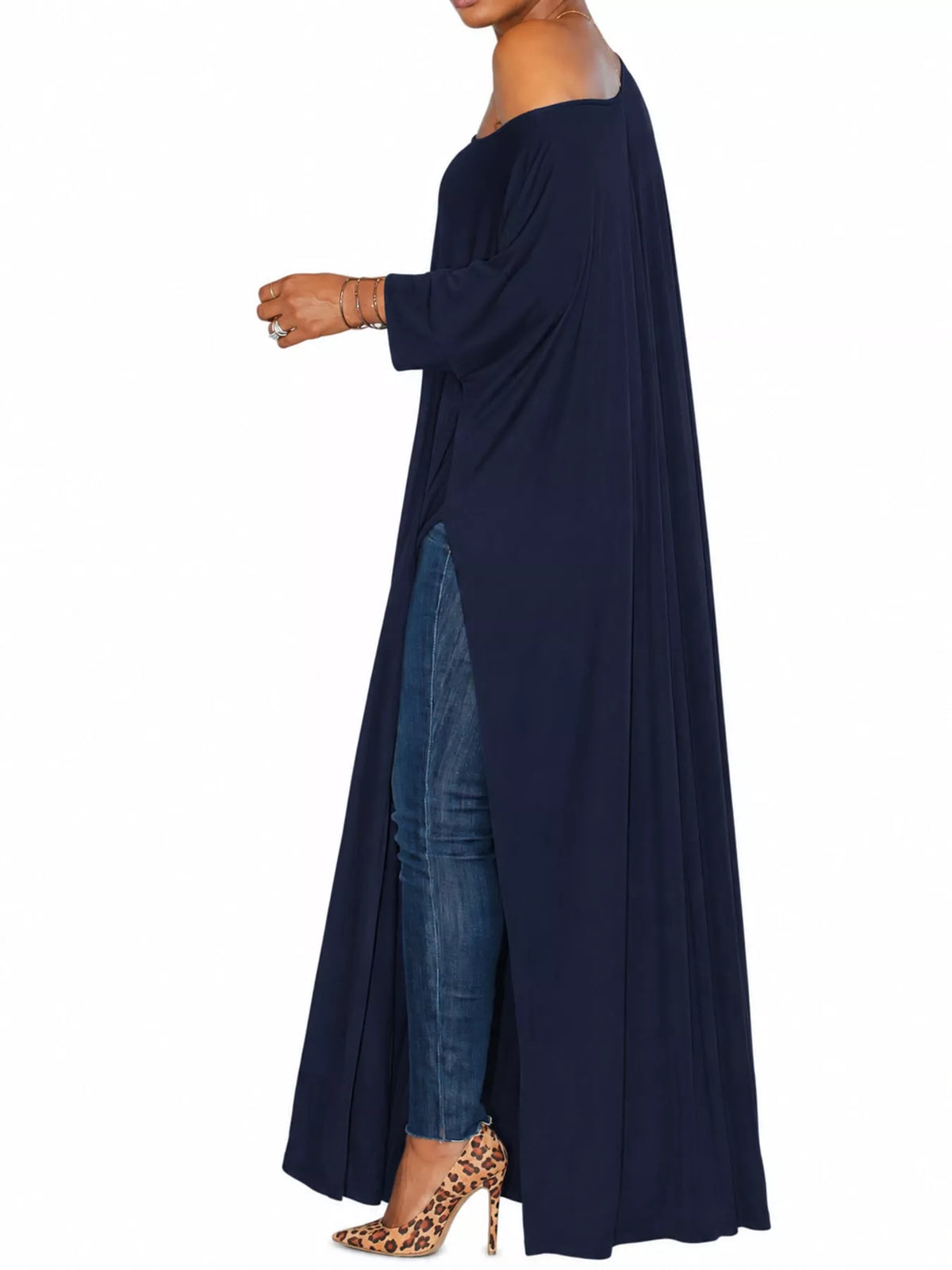 High-Slit Maxi Tunic Dress — side view