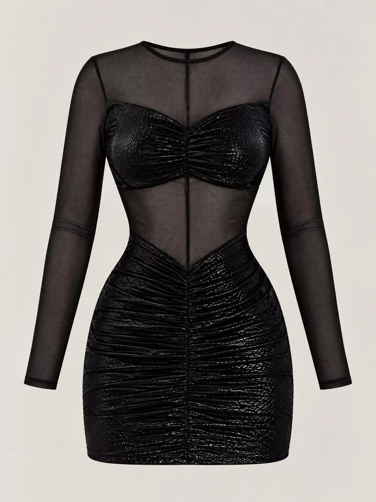 Round neck long sleeve mini dress, product view