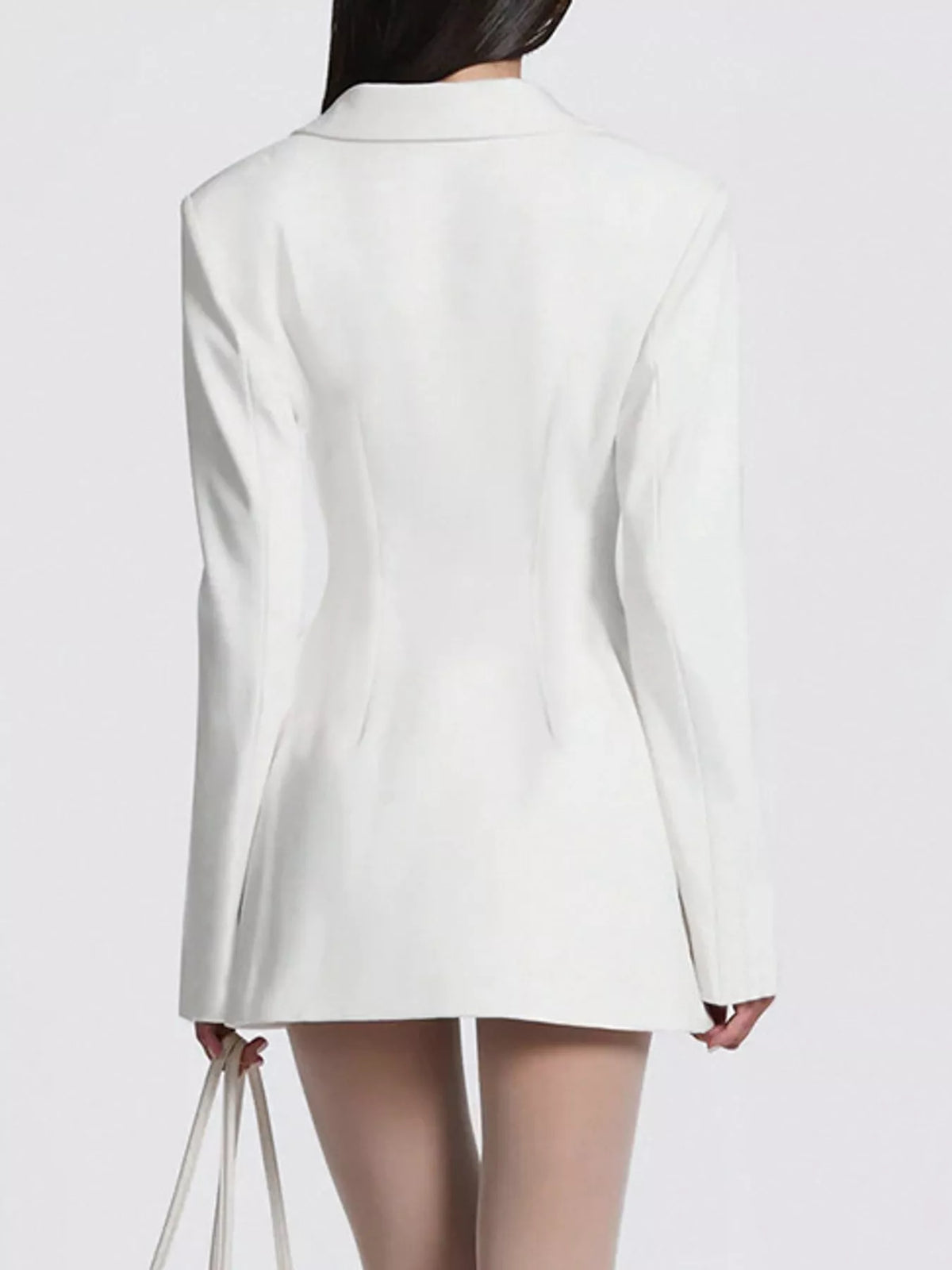 White double-breasted blazer dress — back view