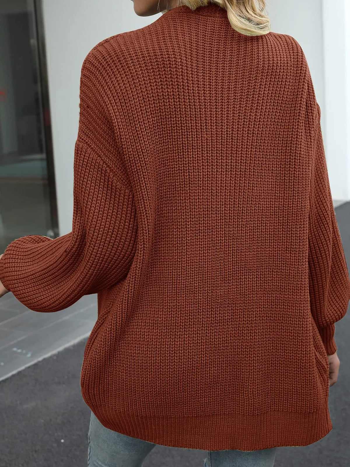 Women's open-front chunky knit cardigan