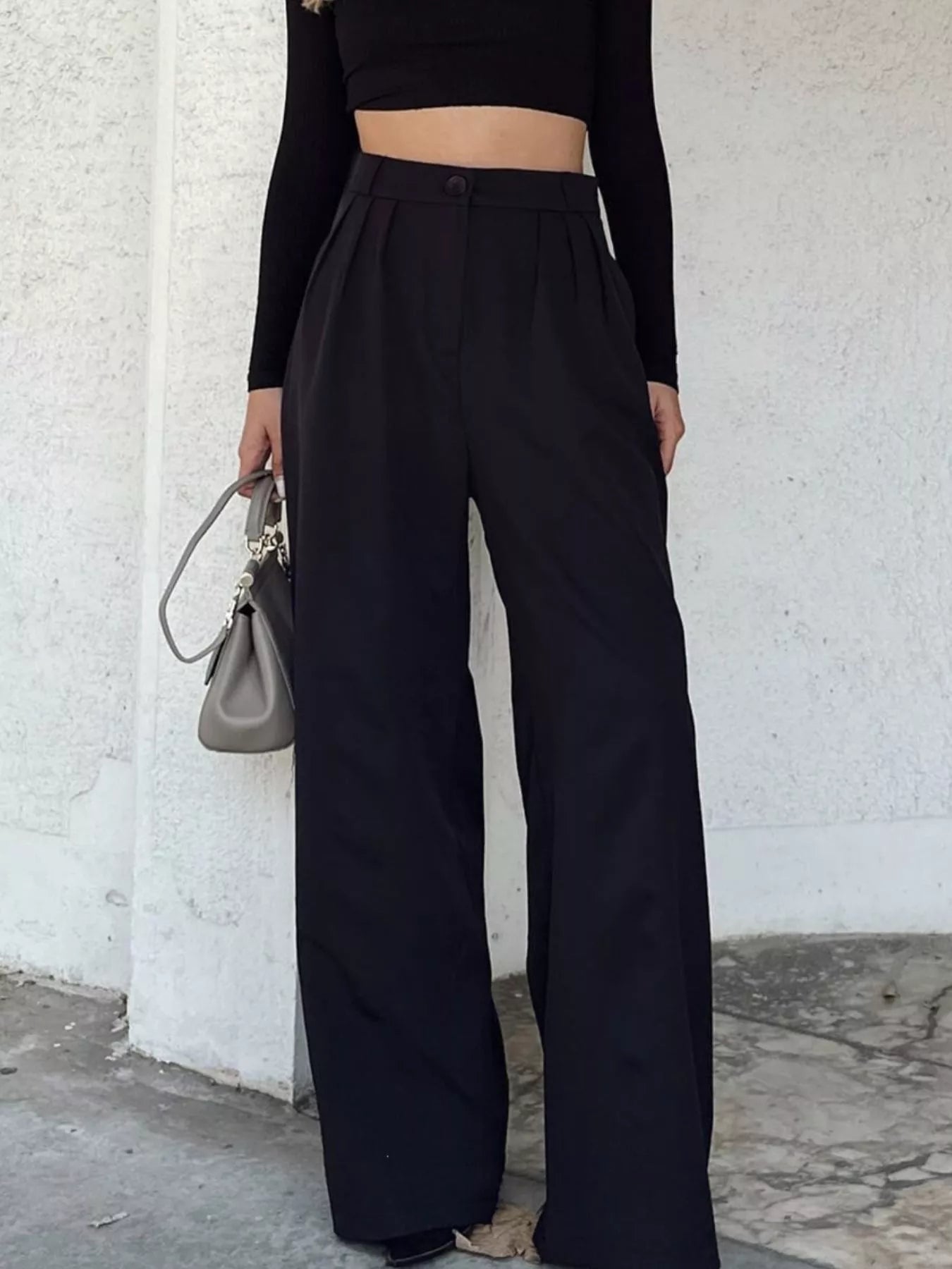 Trendsi High-Waisted Pleated Wide-Leg Pants -