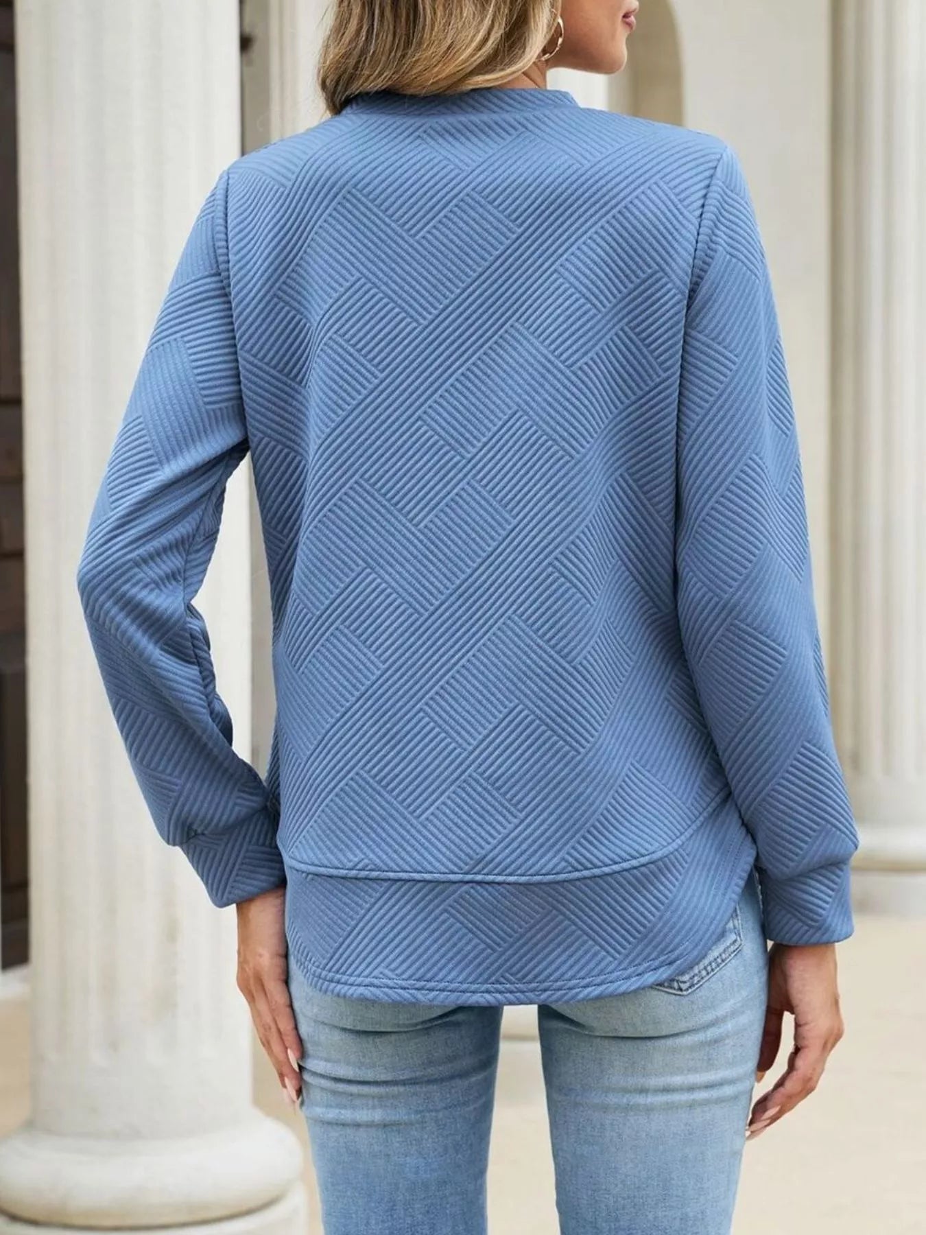 Trendsi Textured Crew Neck Sweatshirt -