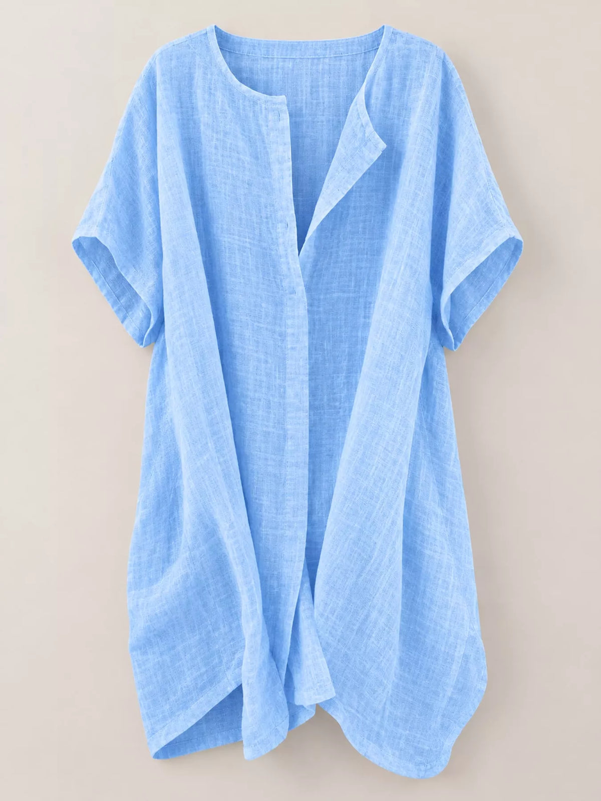 Linen-blend shirt, blue hanging front