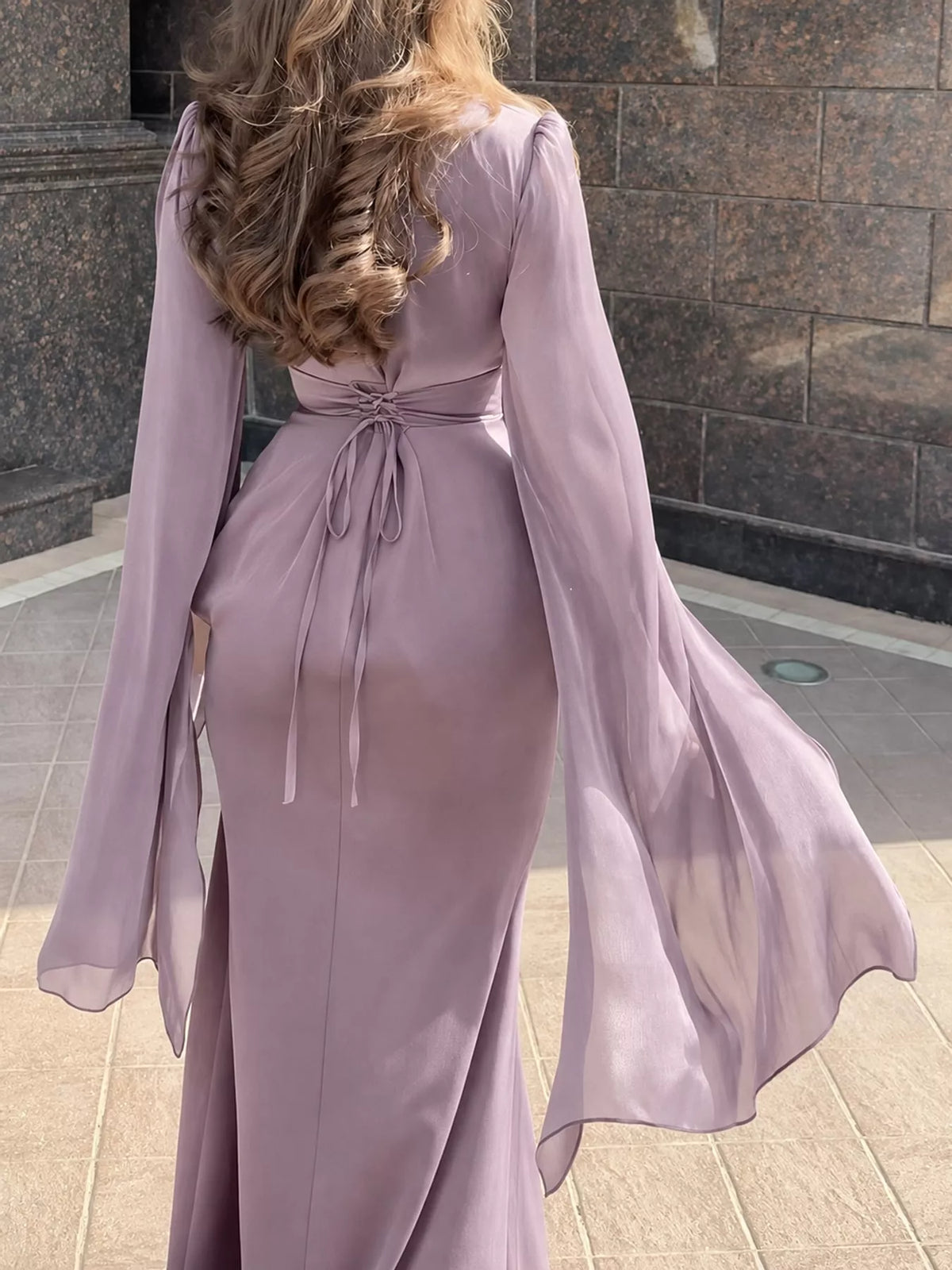 Round Neck Maxi Dress — back view