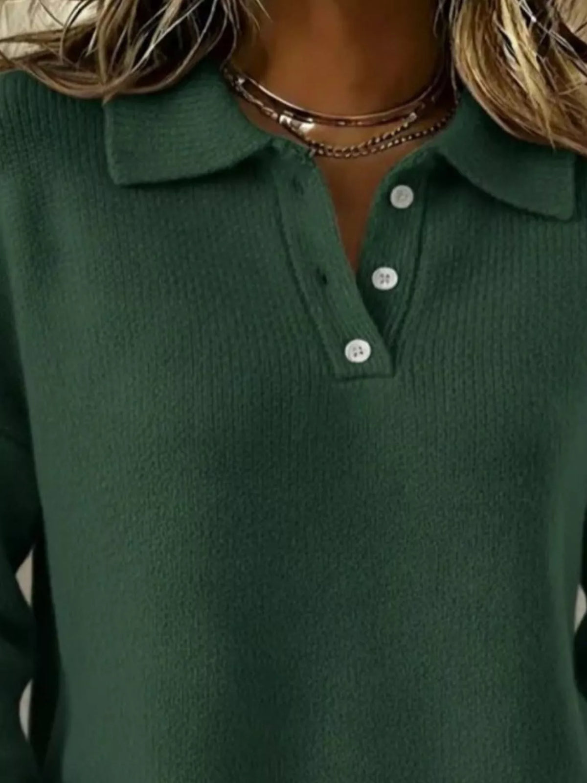 Trendsi Full Size Button Detail Dropped Shoulder Sweater Plus Size -