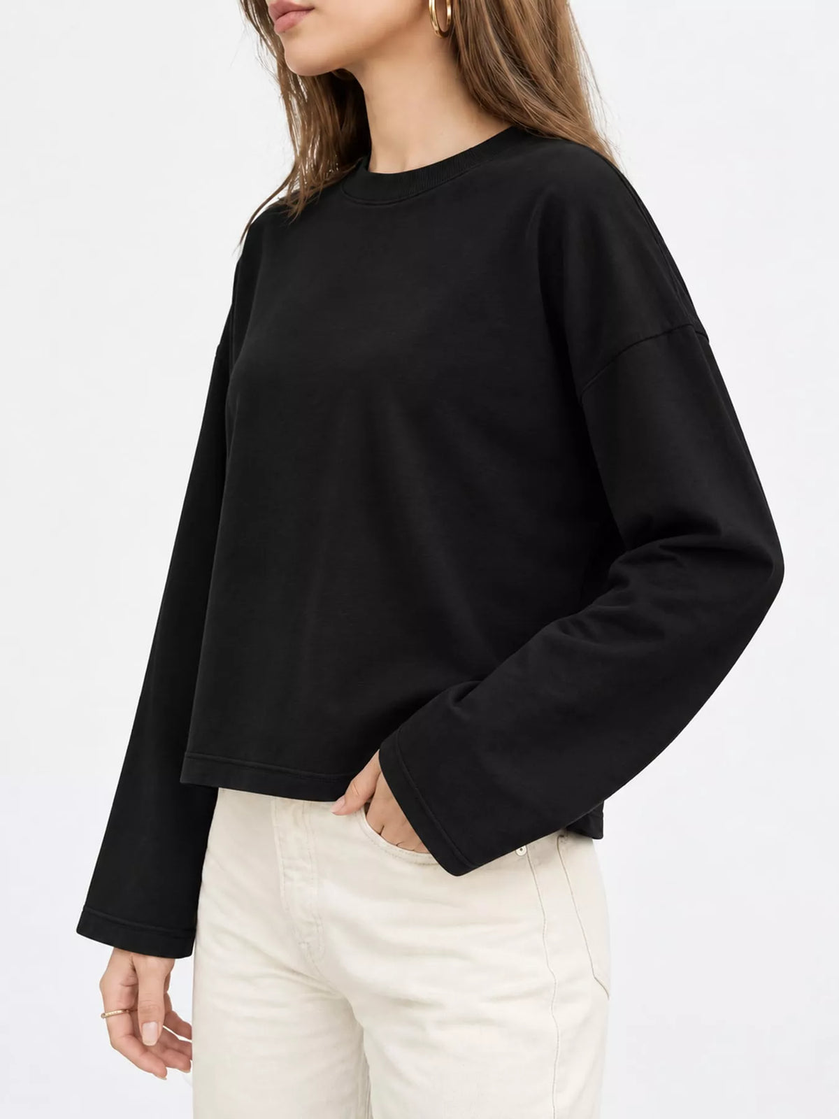 Long Sleeve Crew Neck T-Shirt — side view