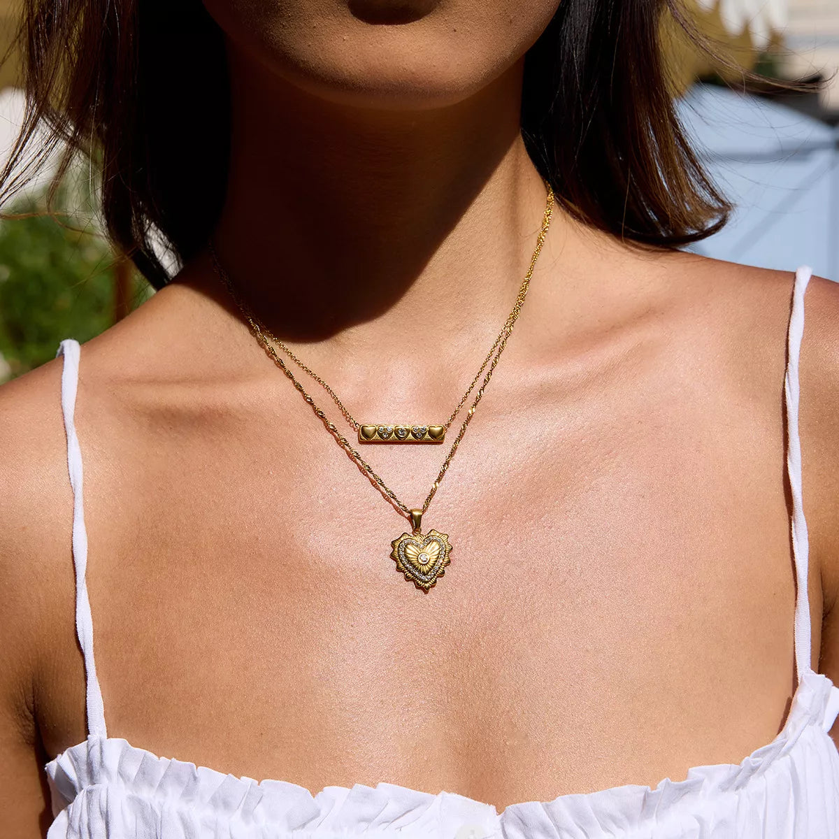 Trendsi 18K Gold-Plated Zircon Pendant Necklace -