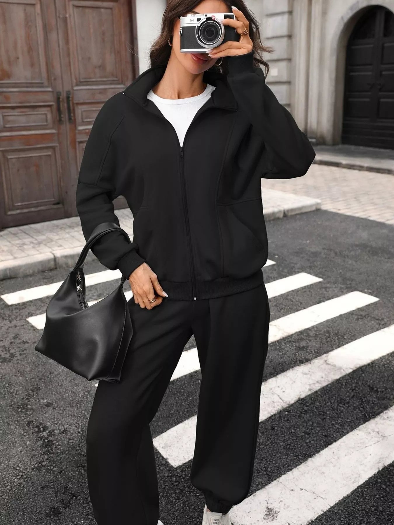 Trendsi Zip-Up Long Sleeve Top and Pants Set -
