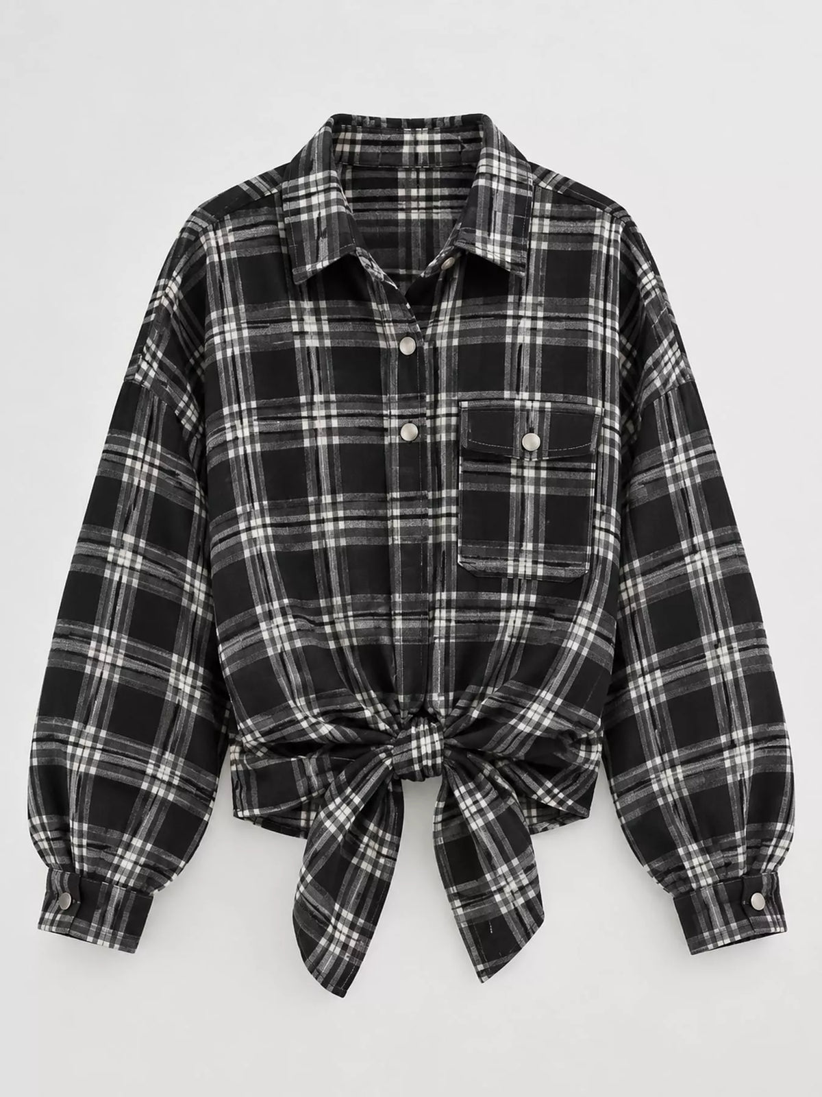 Black plaid button up shirt