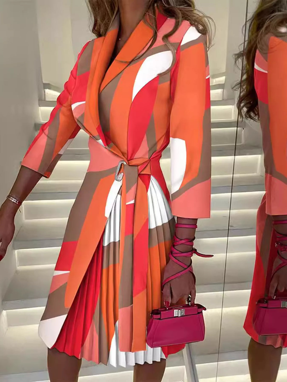 Scarlet blazer style pleated midi dress