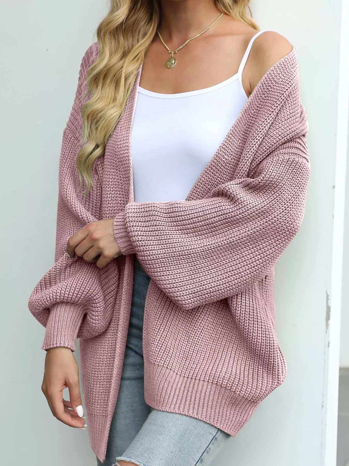 Trendsi Chunky Knit Open Front Cardigan -