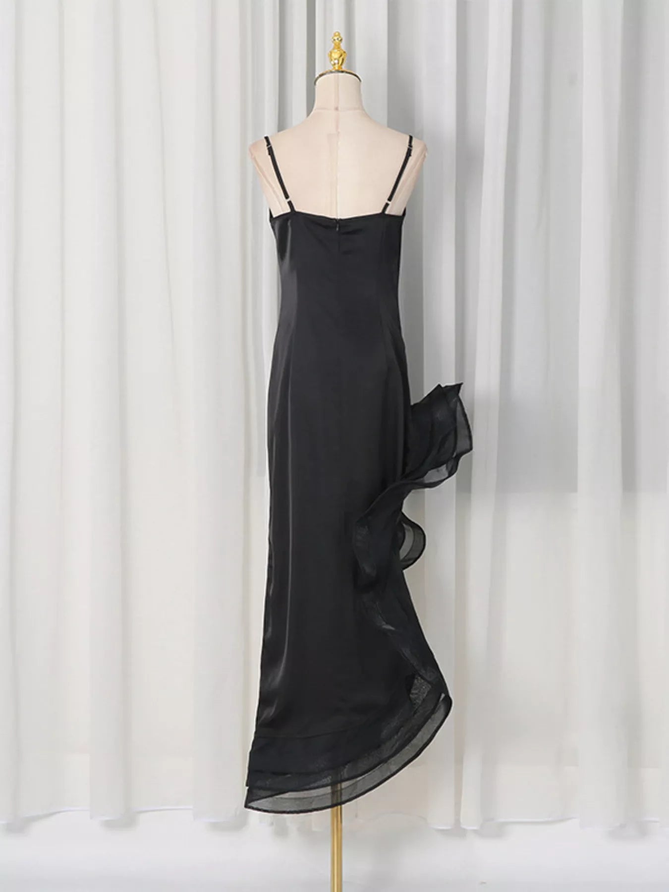 Trendsi Spaghetti Strap Ruffle Slit Maxi Dress -