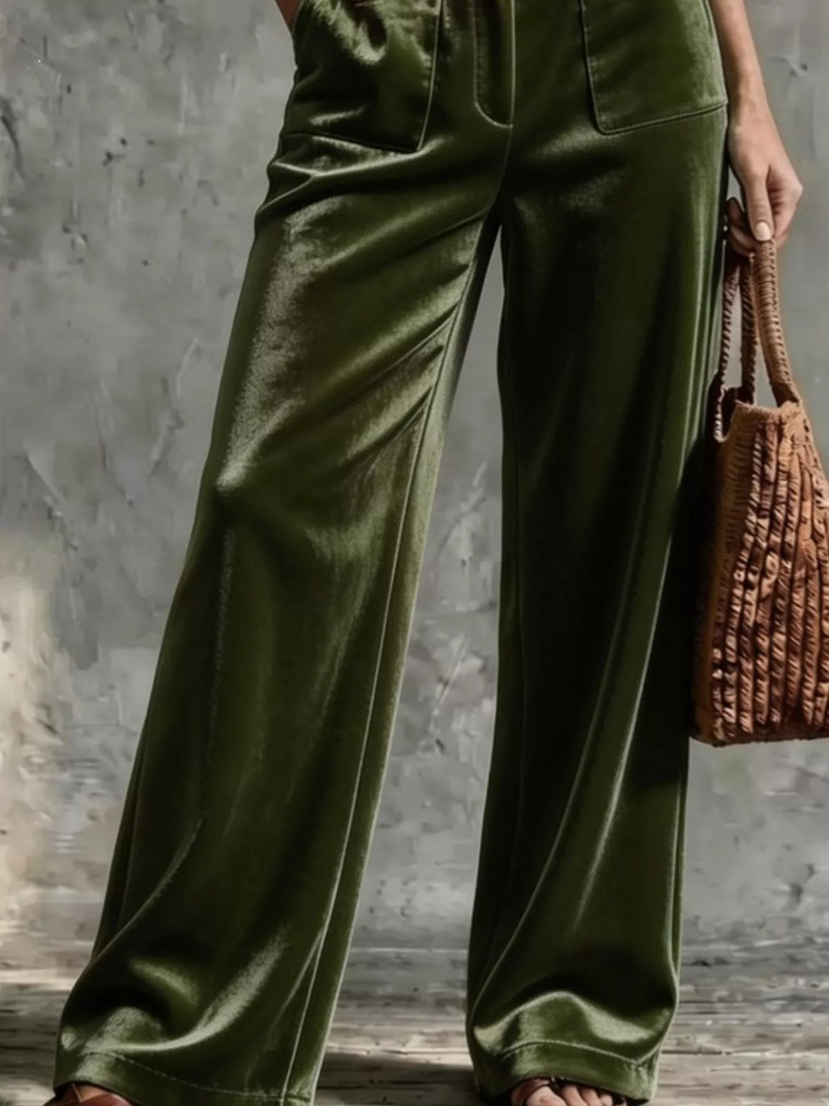 Trendsi Full Size Velvet Wide-Leg Pants Plus Size -