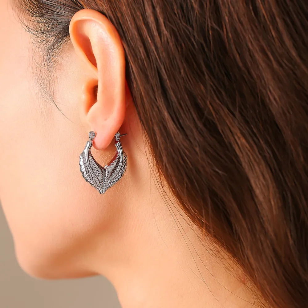 Trendsi Titanium Steel Leaf Shape Earrings -