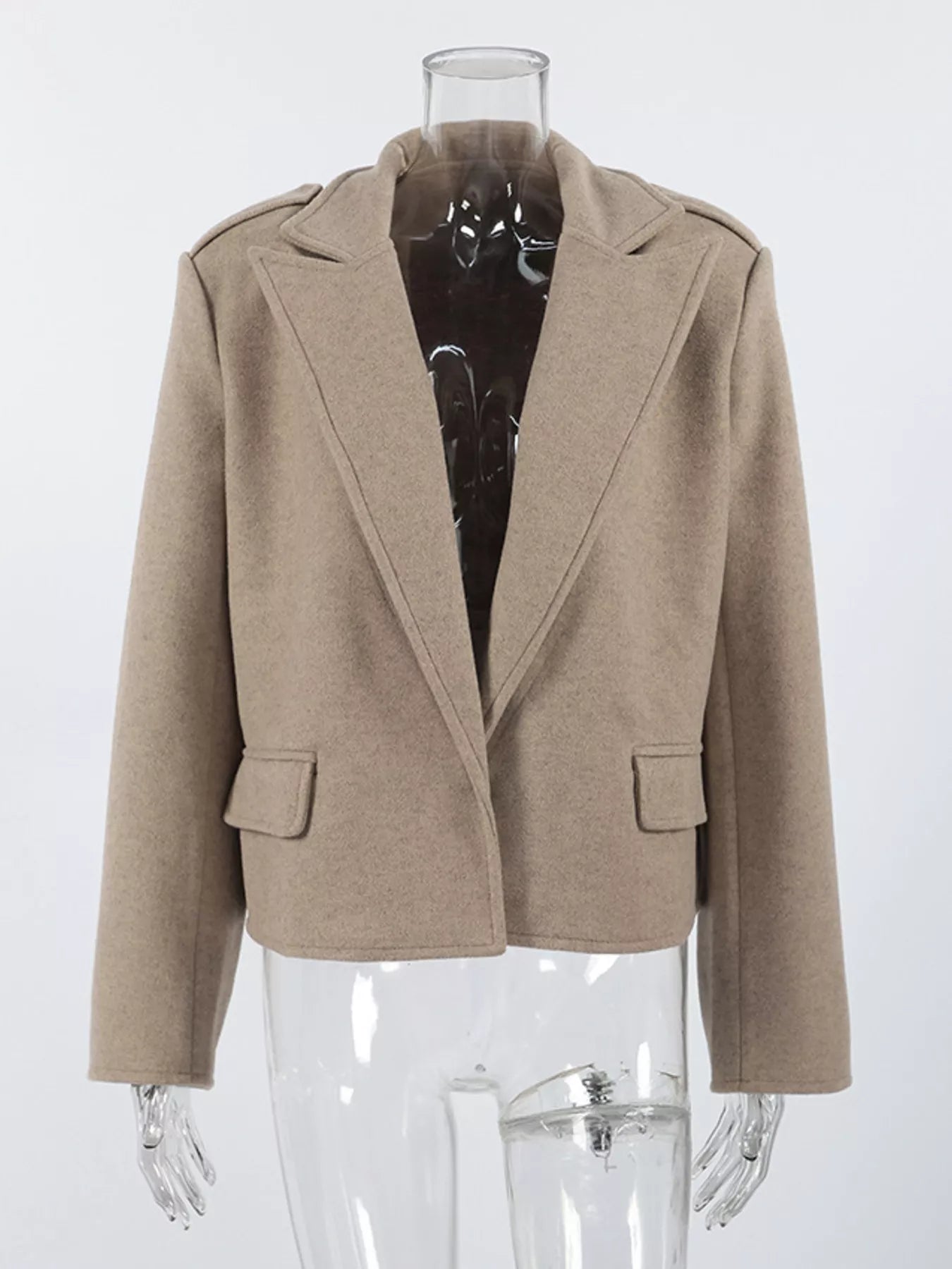 Trendsi Lapel Collar Cropped Outerwear -