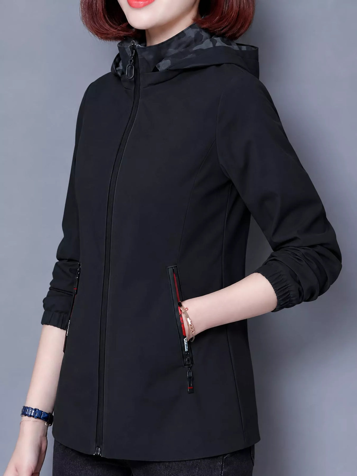 Zip-Up Hooded Jacket — side view
