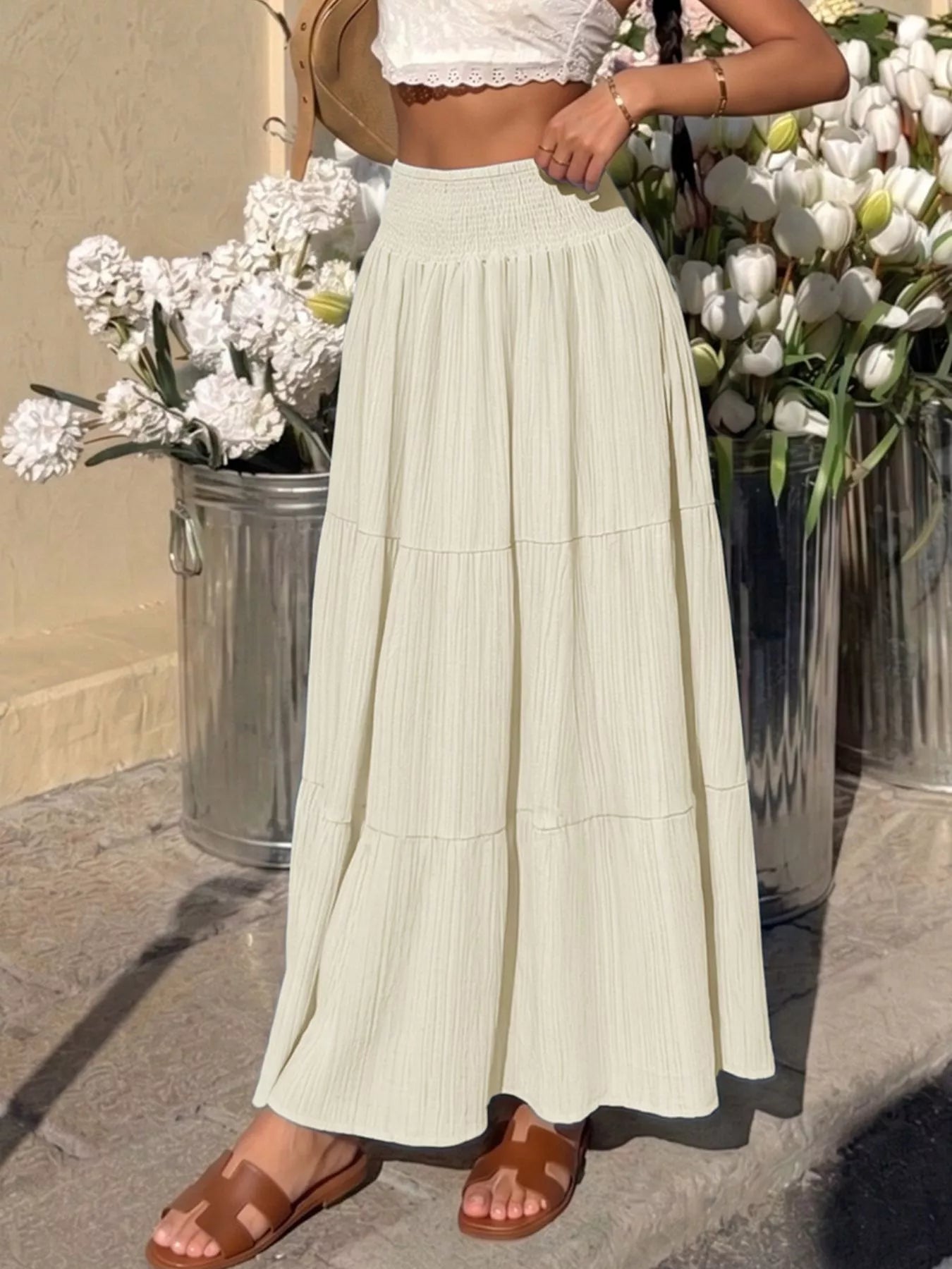 Trendsi Tiered Flowy Maxi Skirt -
