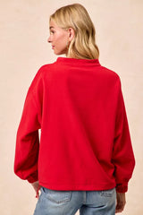 Trendsi BiBi Christmas Theme Fleece Buttoned Top with Pockets -