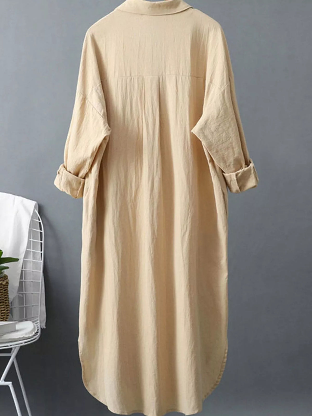 Collared long sleeve midi dress, product view