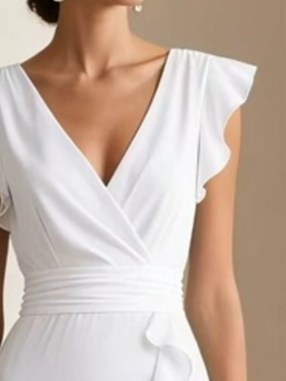 Women's Ruffled Surplice Maxi Dress in White, alternate view