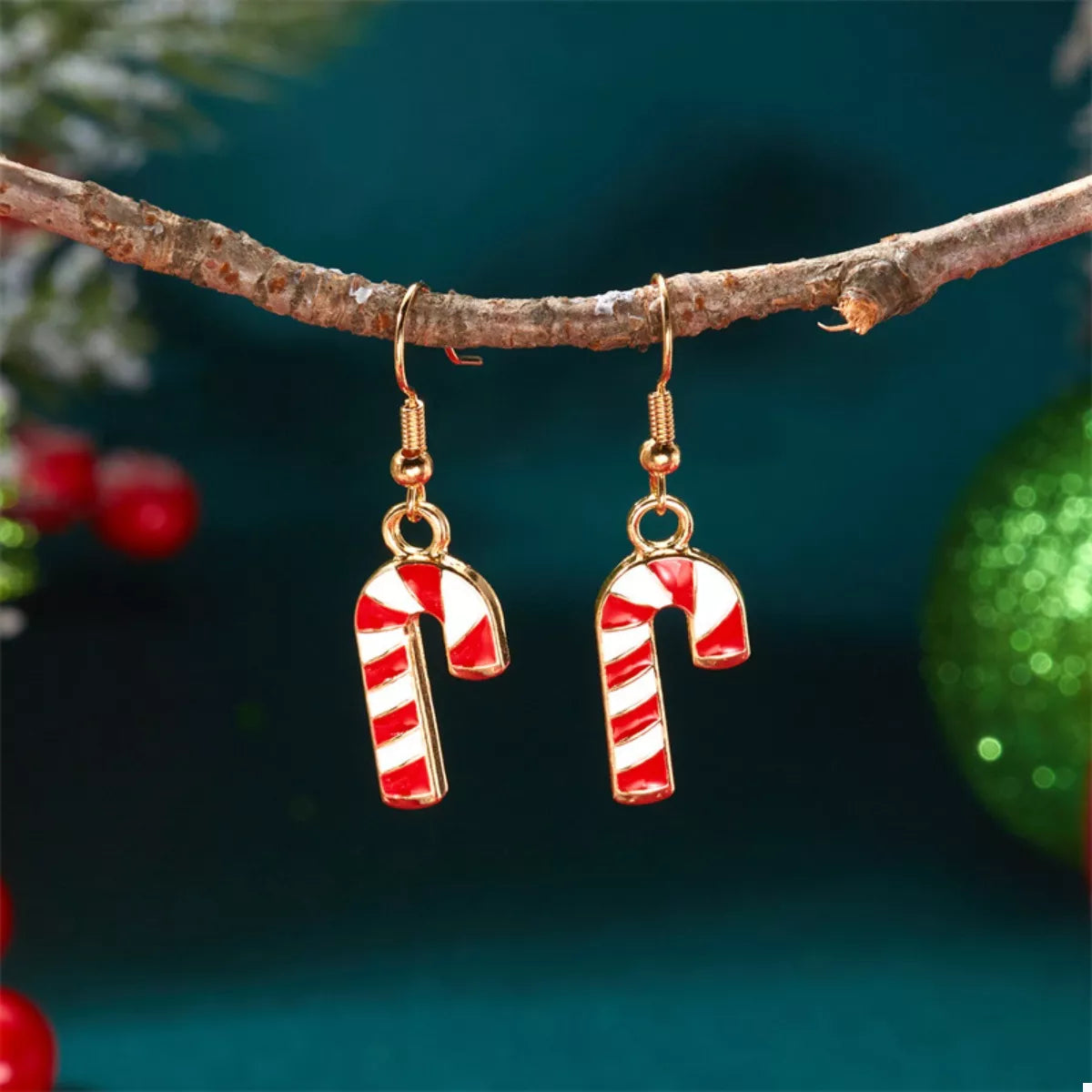 Trendsi Christmas Candy Cane Earrings -