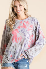 Trendsi BiBi Tie Dye Print Terry Pull Over -