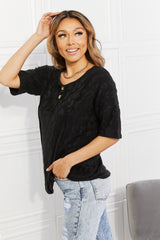 Trendsi BOMBOM At The Fair Animal Textured Top in Black - Shirts