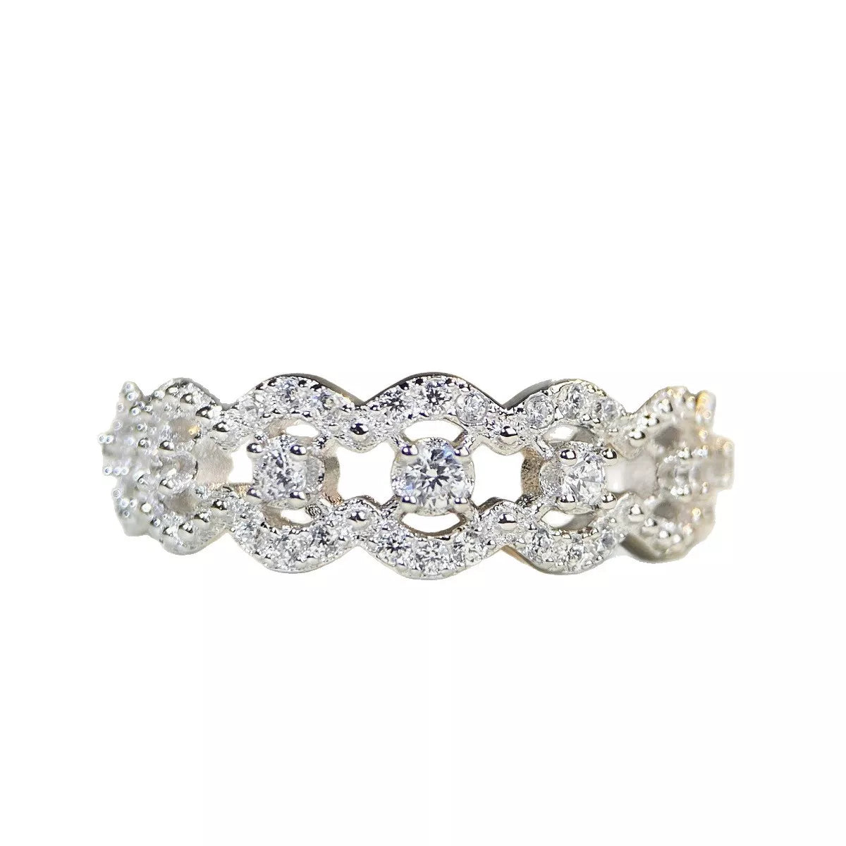 Trendsi 925 Sterling Silver Zircon Band Ring -