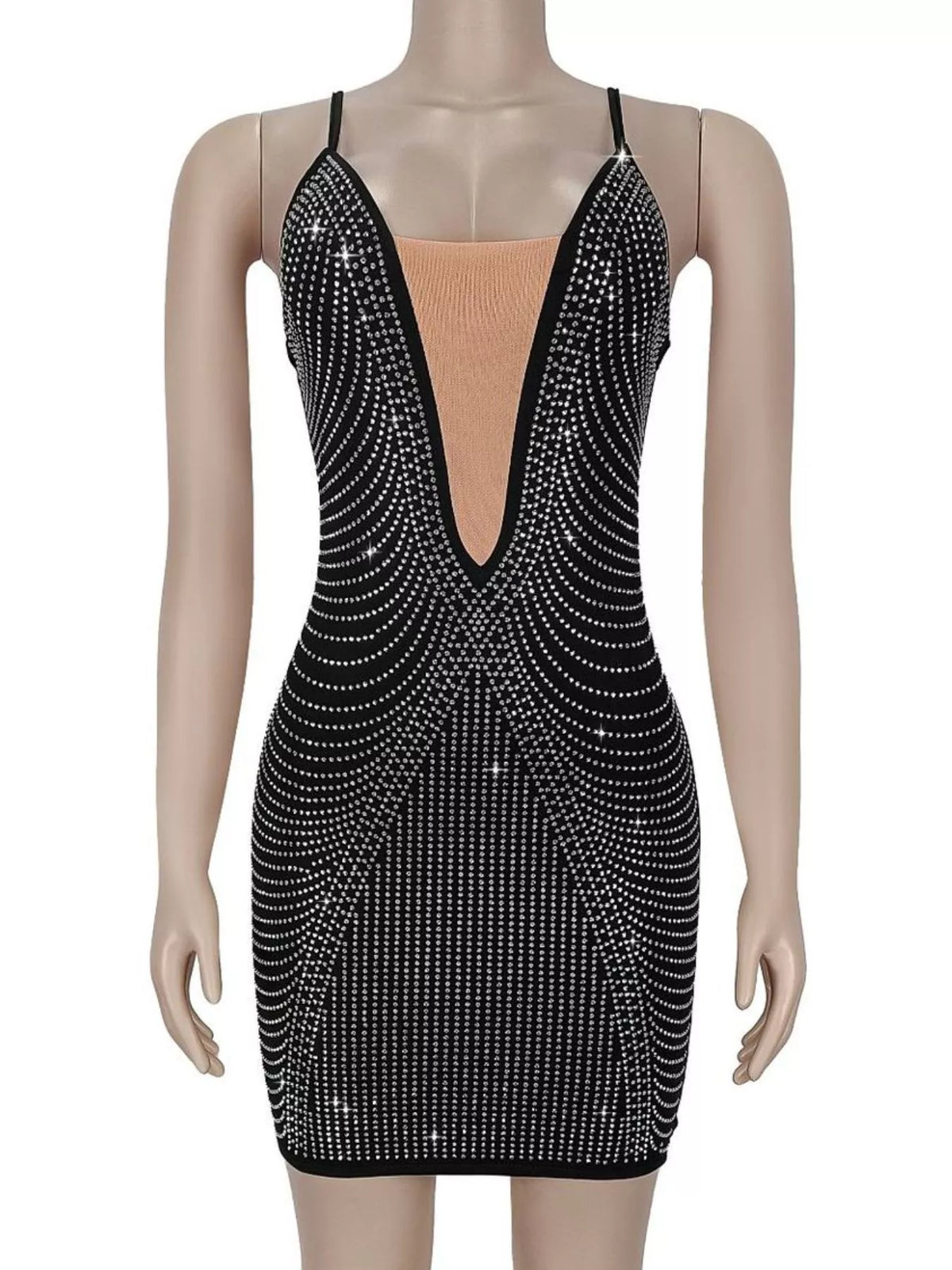 Trendsi Rhinestone Spaghetti Strap Mini Dress -