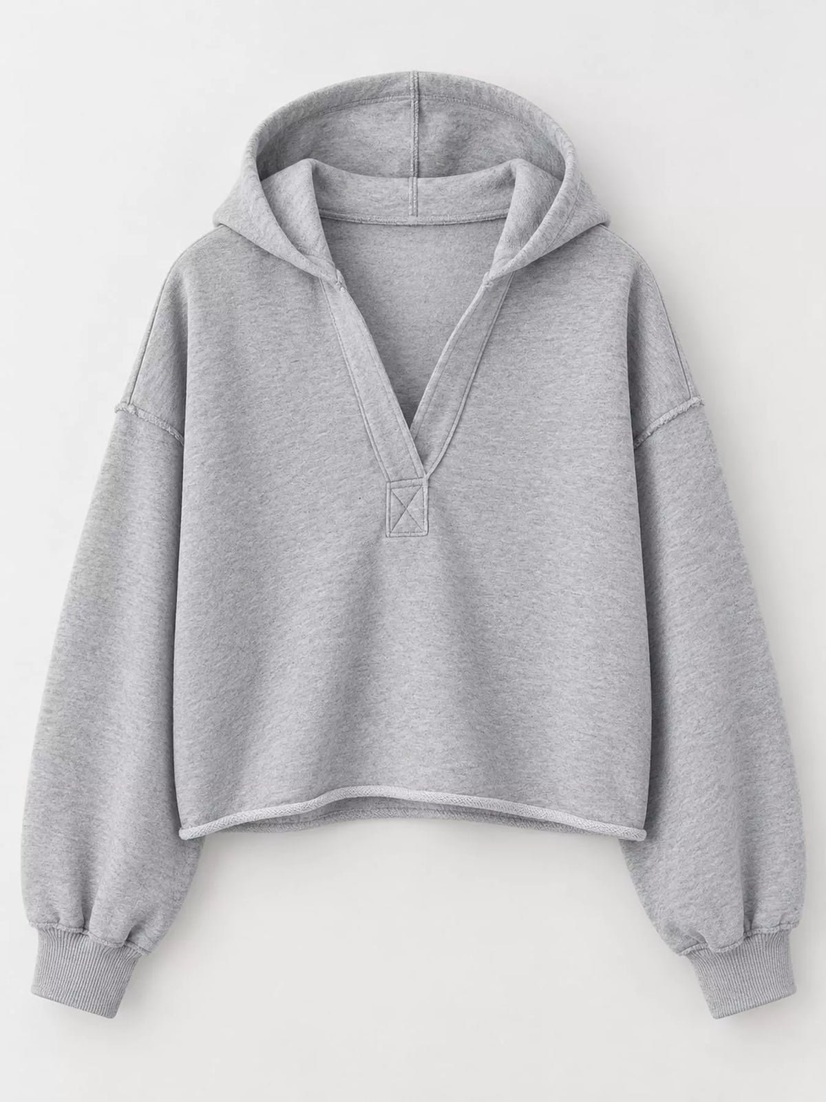 Cropped hoodie, light gray flat lay
