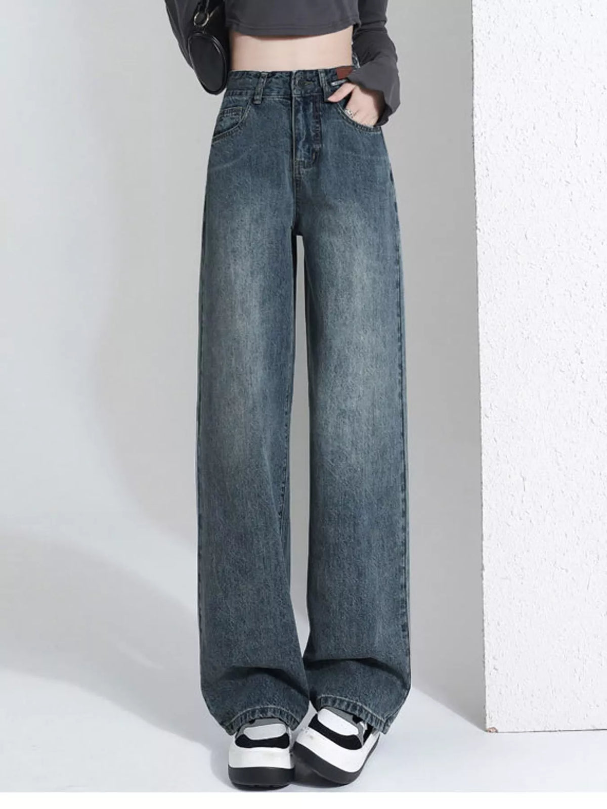 High-Waisted Vintage Wide-Leg Jeans — front view