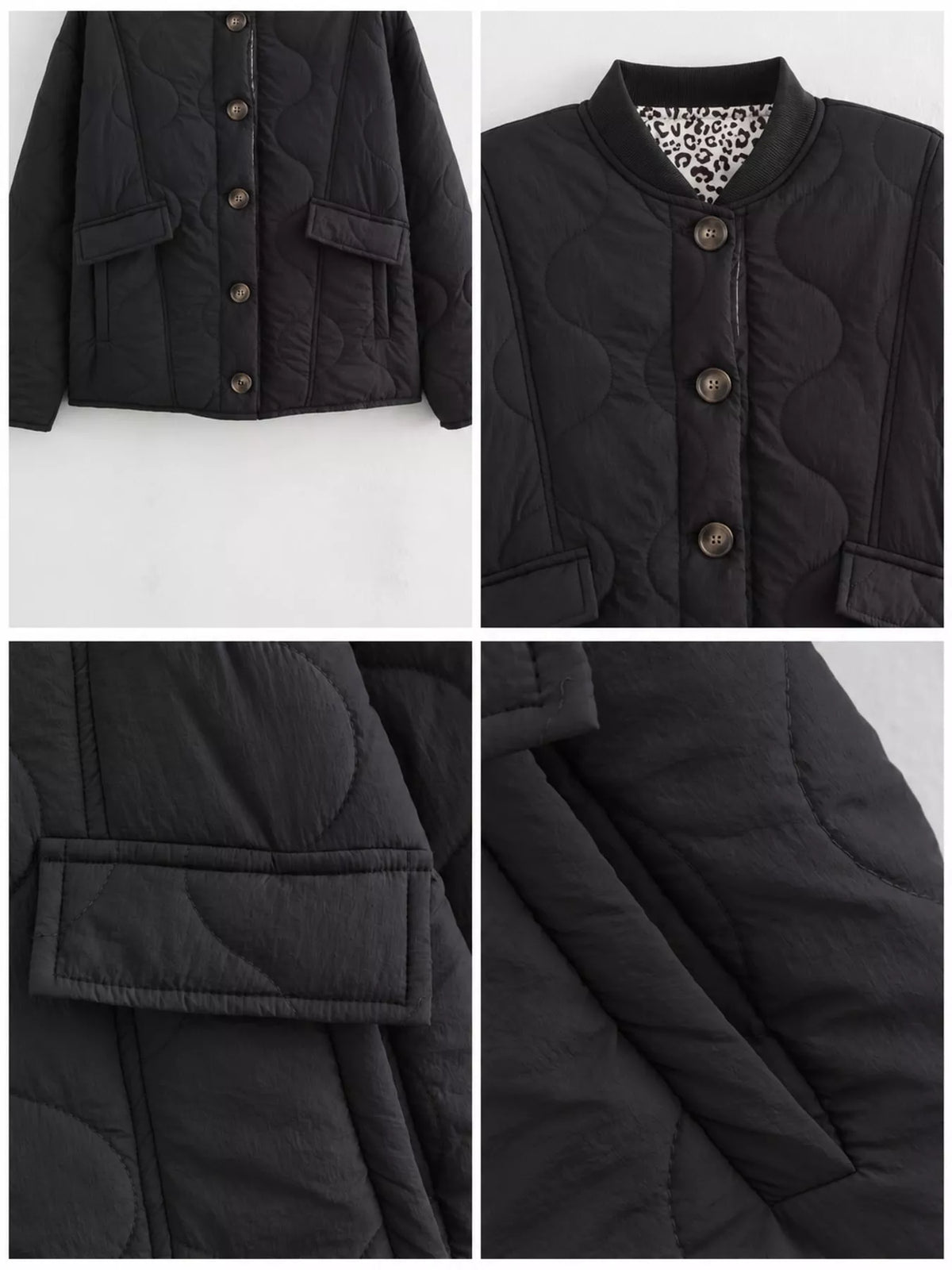 Quilted Button-Up Jacket — construction details