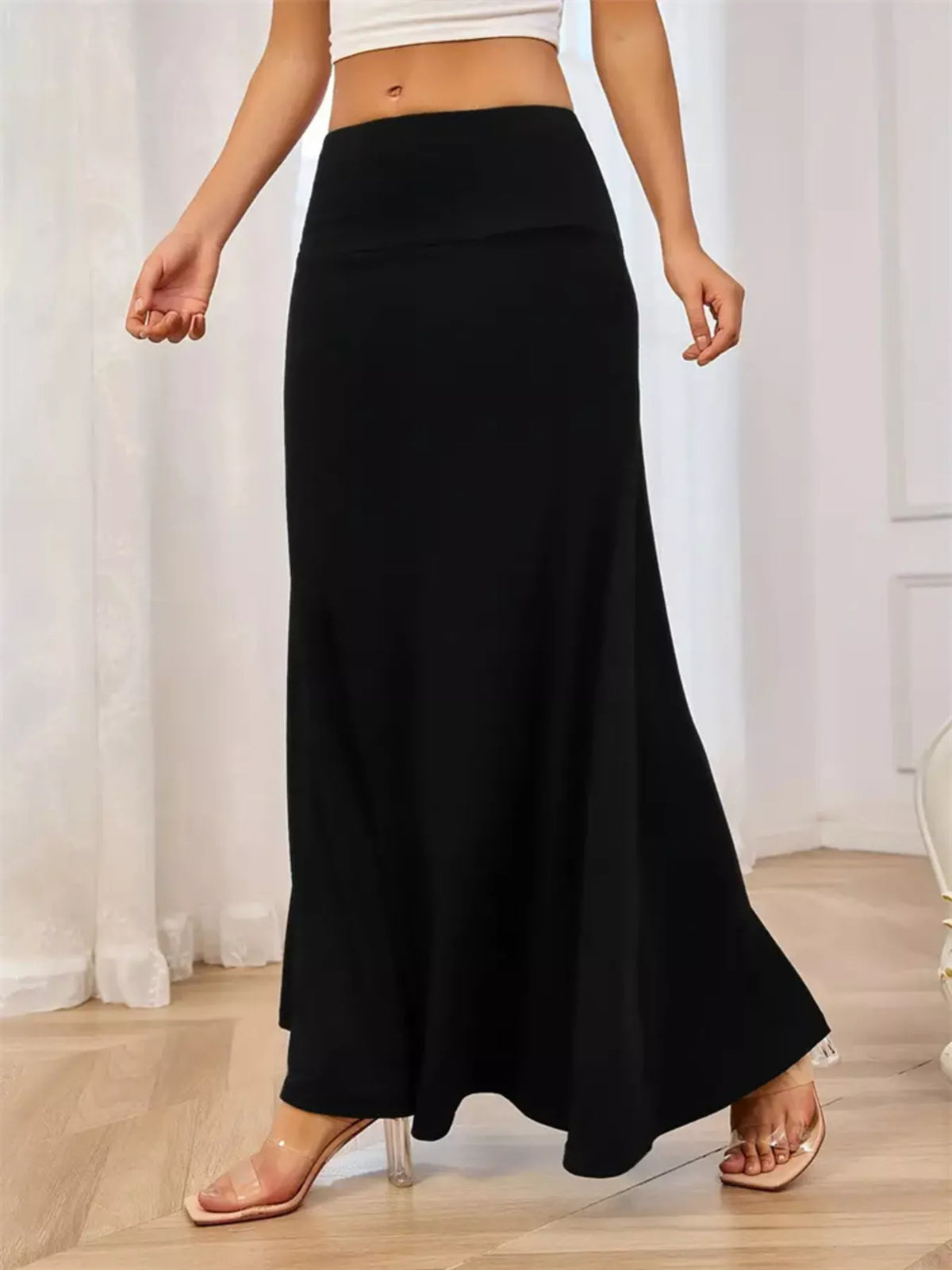 Trendsi Flowy Maxi Skirt with Wide Waistband -