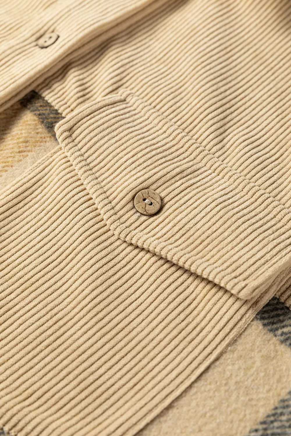 Trendsi Retro Plaid Corduroy Patchwork Shacket -