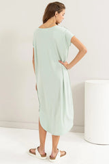 Trendsi HYFVE Short Sleeve High-Low Slit Midi Dress - Dresses
