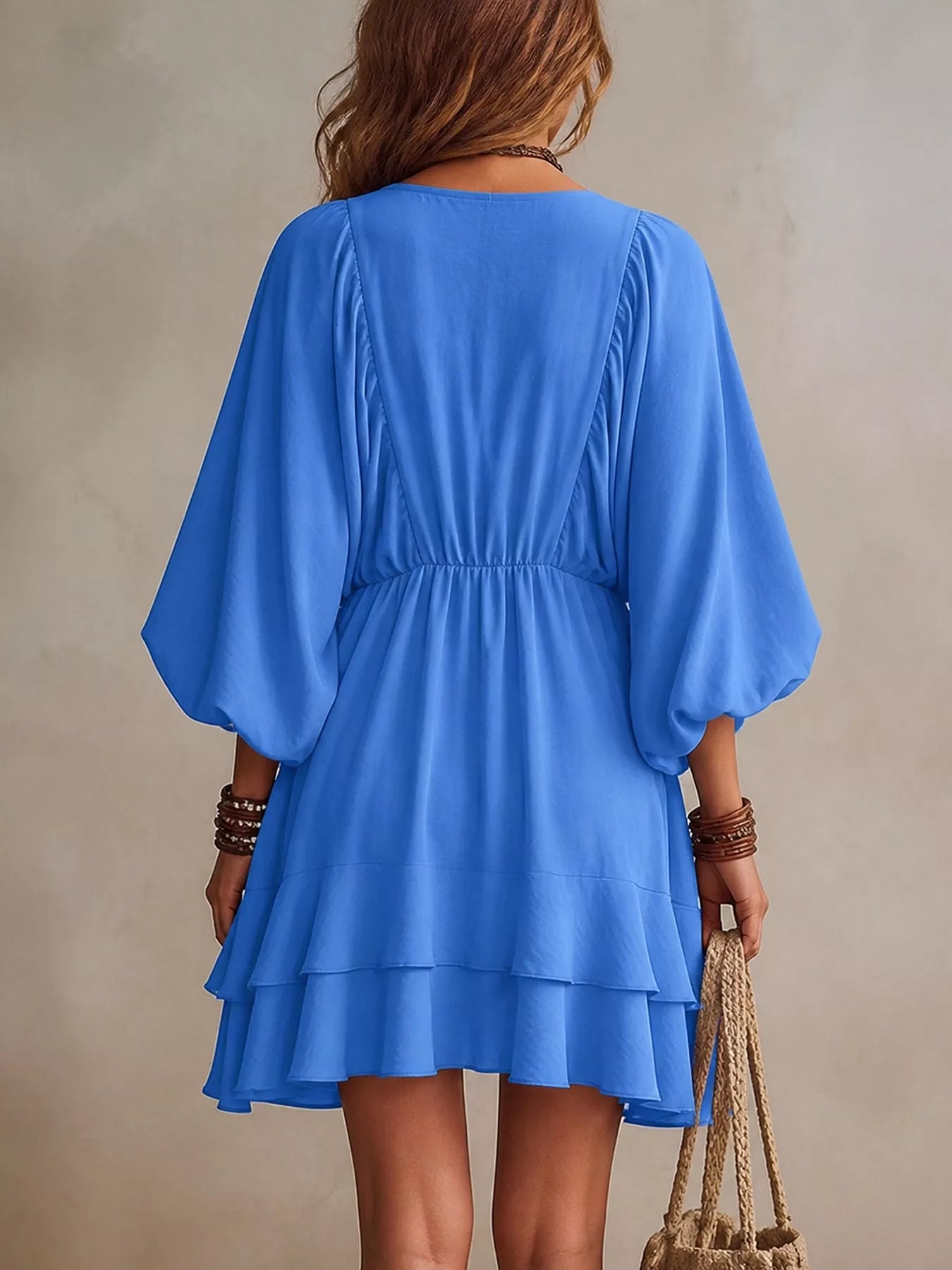 Trendsi Ruffled Balloon Sleeve Mini Dress -