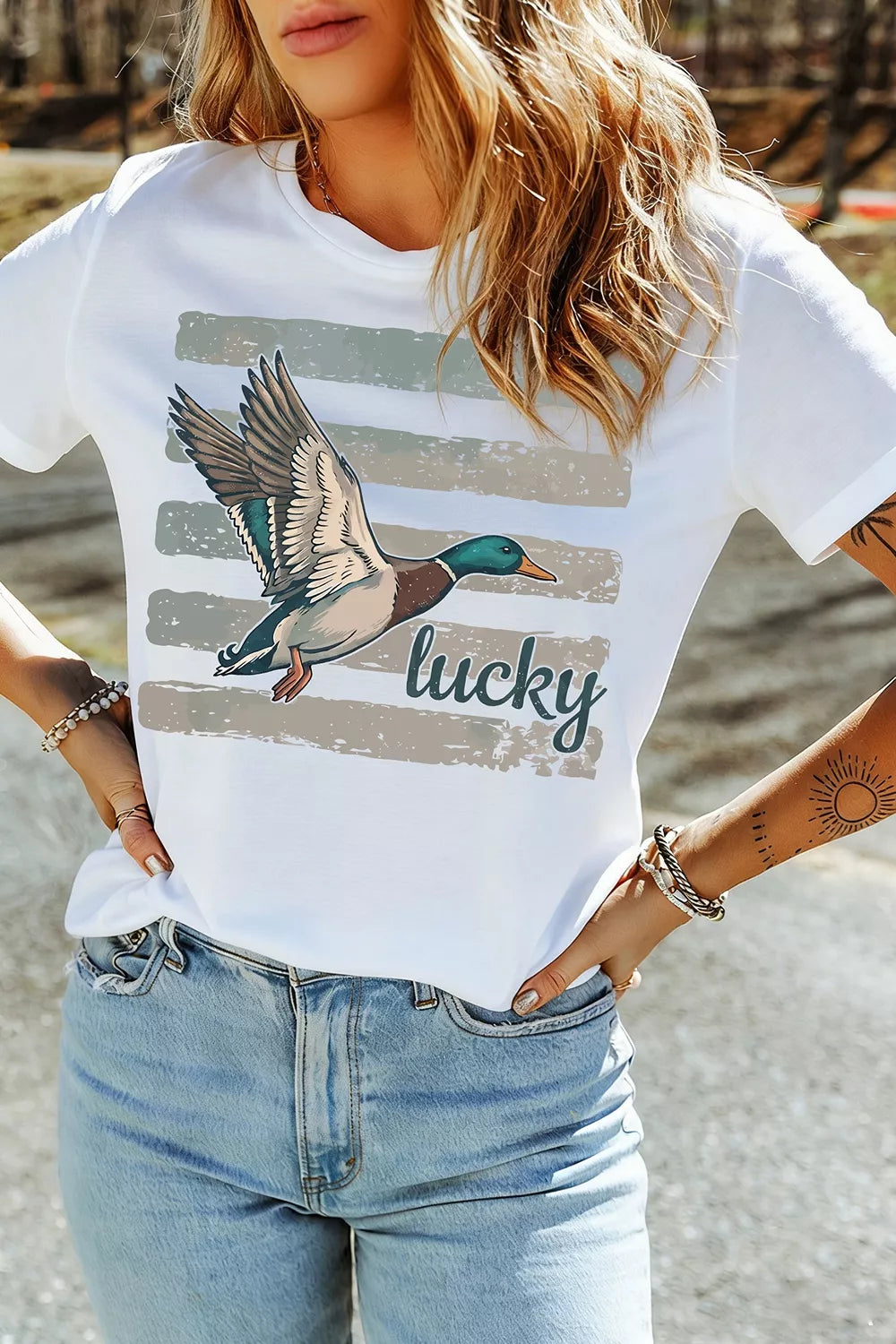 Mallard Striped Short Sleeve T-Shirt, front view