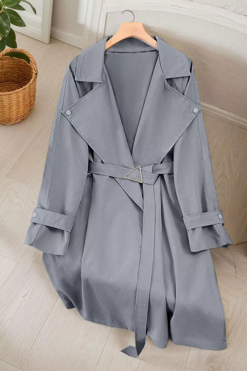 Trendsi Wide Lapels Belt Trench Coat -