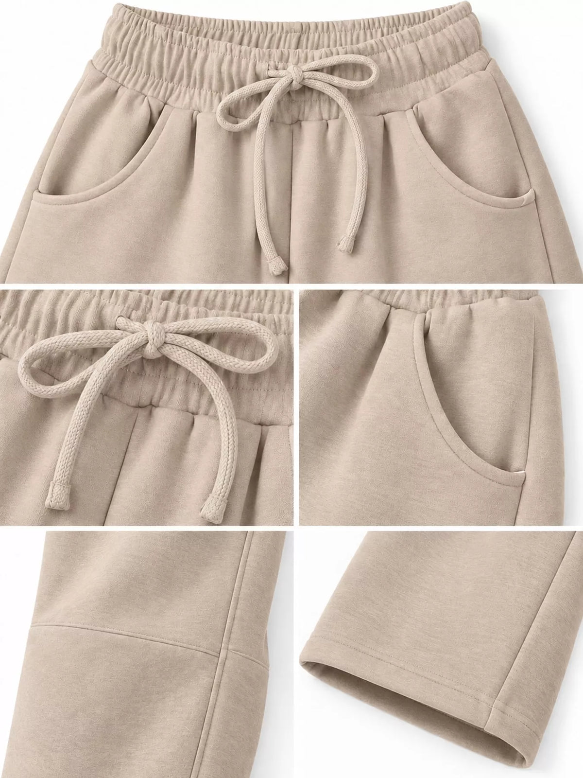 Wide-Leg Active Pants with Drawstring — construction details
