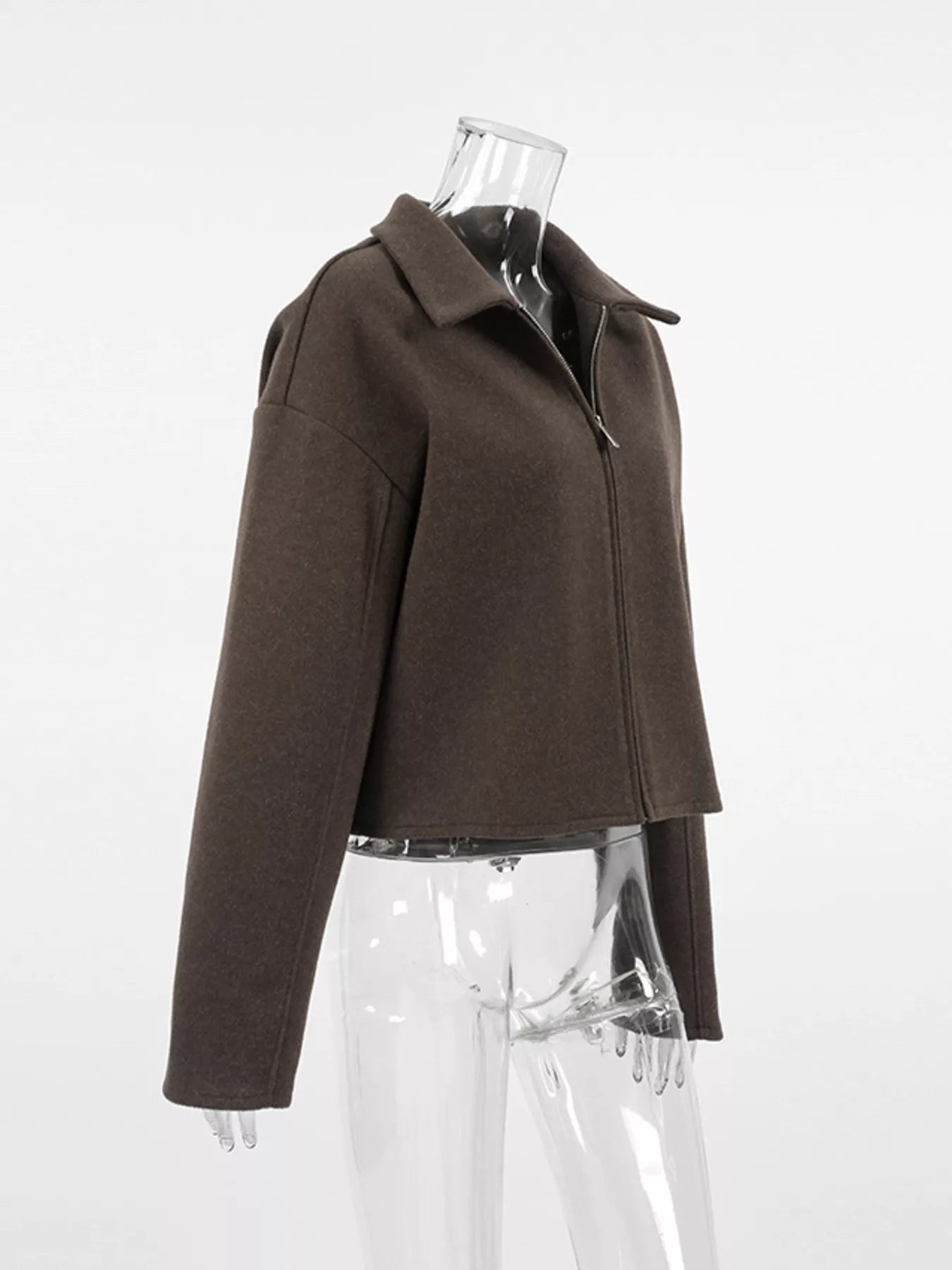 Trendsi Zip Up Dropped Shoulder Jacket -