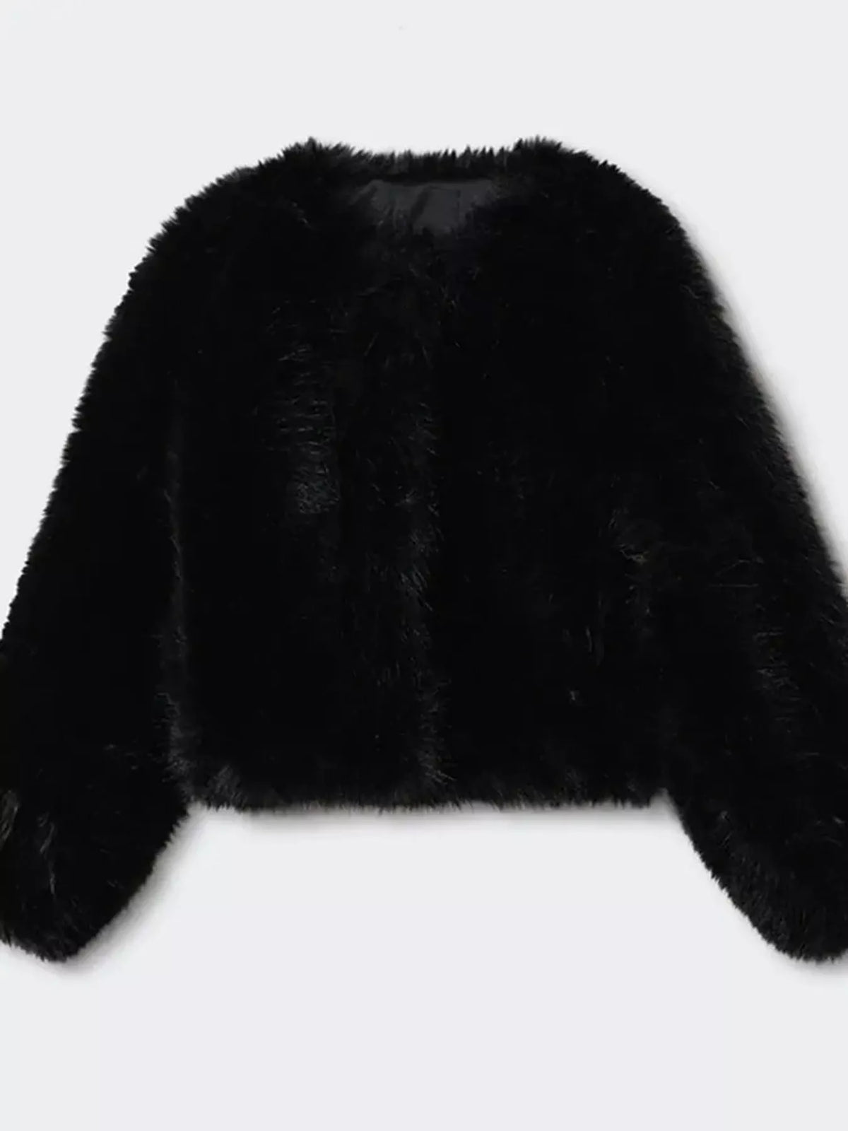 Faux Fur Cropped Coat in black